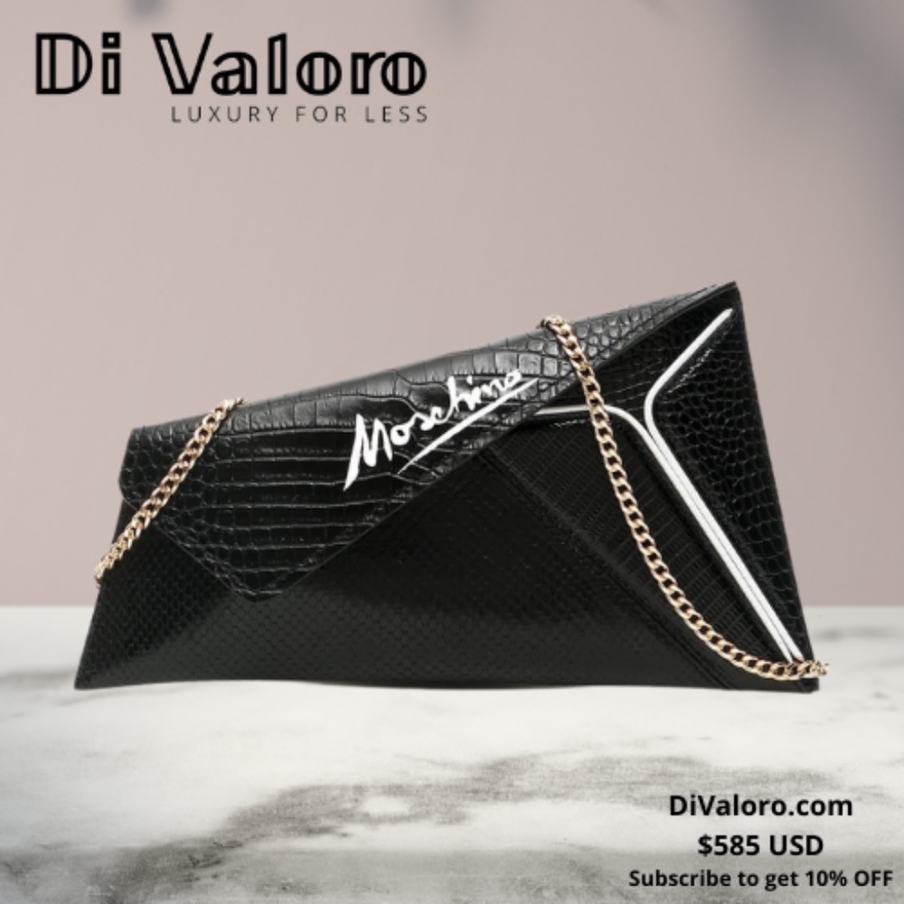 Moschino Black Asymmetric Envelope Bag
